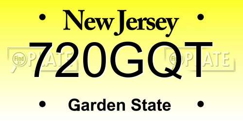 720GQT New Jersey License Plate