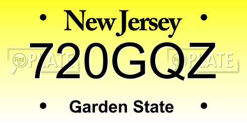 720GQZ New Jersey License Plate