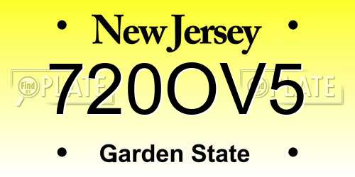 720OV5 New Jersey License Plate