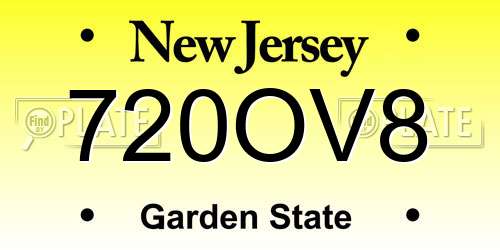 720OV8 New Jersey License Plate