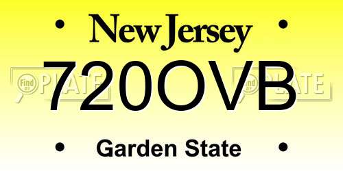 720OVB New Jersey License Plate