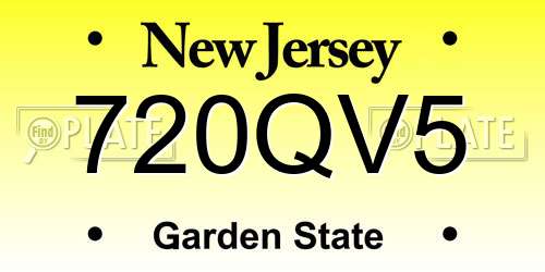 720QV5 New Jersey License Plate