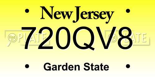 720QV8 New Jersey License Plate