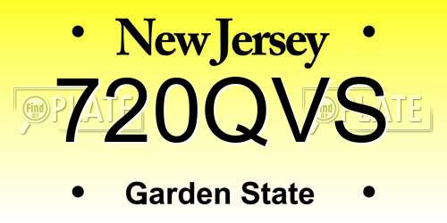 720QVS New Jersey License Plate