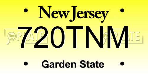 720TNM New Jersey License Plate