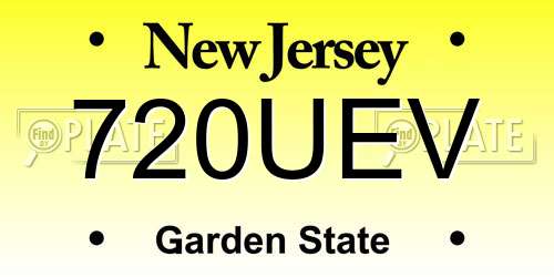 720UEV New Jersey License Plate
