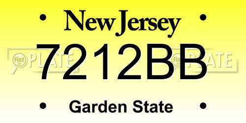 7212BB New Jersey License Plate