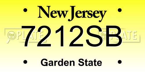 7212SB New Jersey License Plate