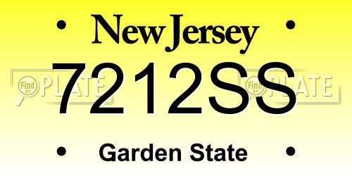 7212SS New Jersey License Plate