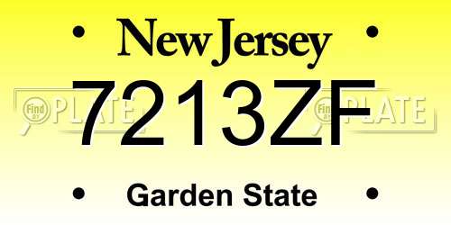 7213ZF New Jersey License Plate