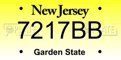 7217BB New Jersey License Plate