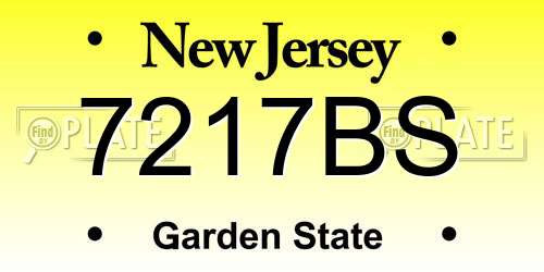 7217BS New Jersey License Plate