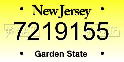 7219155 New Jersey License Plate