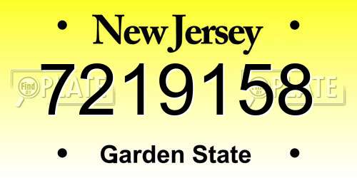 7219158 New Jersey License Plate
