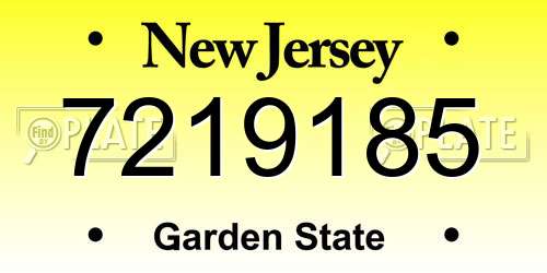 7219185 New Jersey License Plate