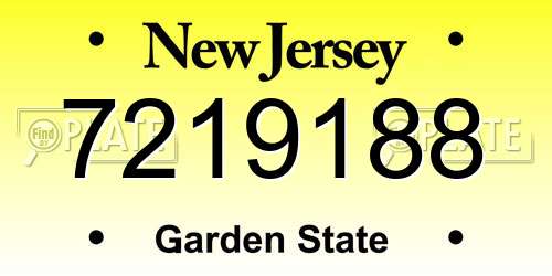 7219188 New Jersey License Plate