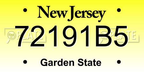 72191B5 New Jersey License Plate
