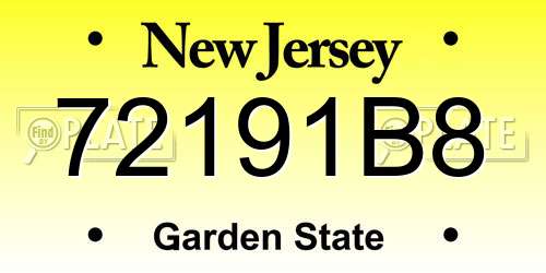 72191B8 New Jersey License Plate