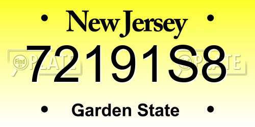 72191S8 New Jersey License Plate