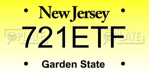 721ETF New Jersey License Plate