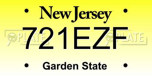 721EZF New Jersey License Plate