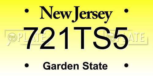 721TS5 New Jersey License Plate