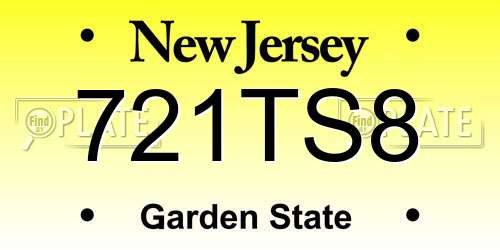 721TS8 New Jersey License Plate