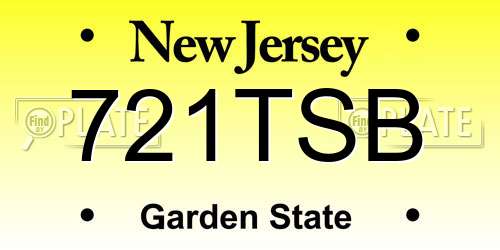 721TSB New Jersey License Plate