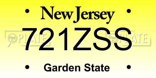 721ZSS New Jersey License Plate