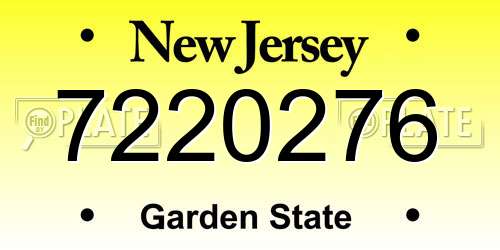7220276 New Jersey License Plate