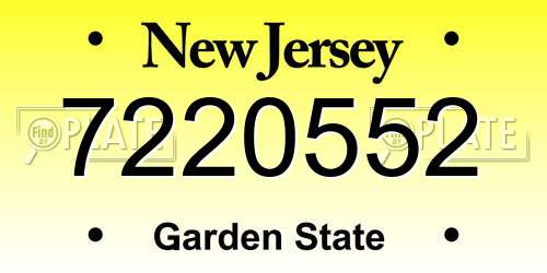 7220552 New Jersey License Plate