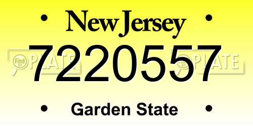 7220557 New Jersey License Plate