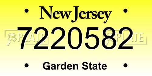 7220582 New Jersey License Plate