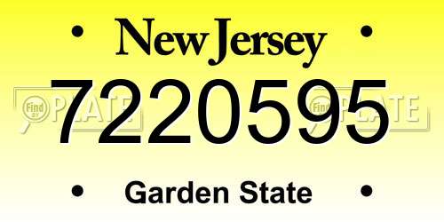 7220595 New Jersey License Plate