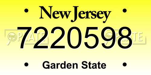 7220598 New Jersey License Plate