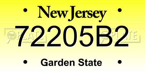 72205B2 New Jersey License Plate