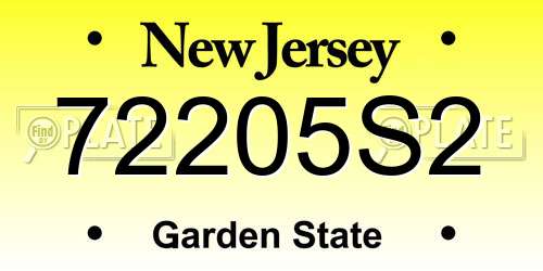 72205S2 New Jersey License Plate