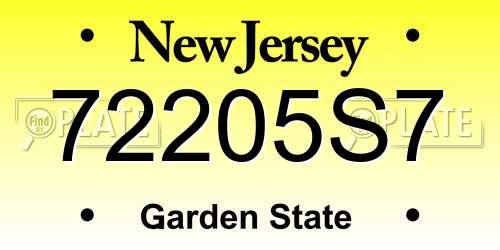 72205S7 New Jersey License Plate