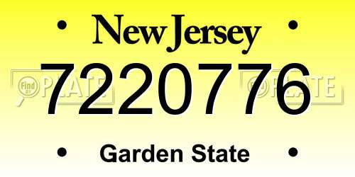 7220776 New Jersey License Plate