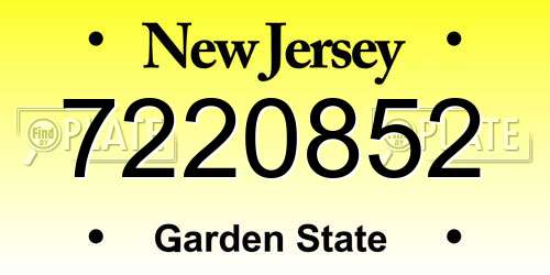 7220852 New Jersey License Plate