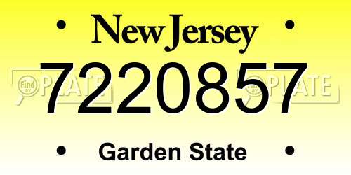7220857 New Jersey License Plate