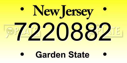 7220882 New Jersey License Plate