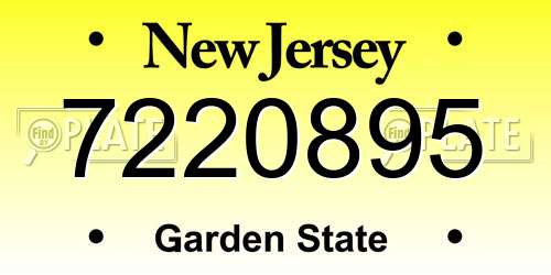 7220895 New Jersey License Plate
