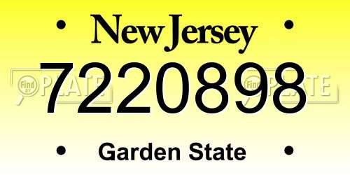 7220898 New Jersey License Plate