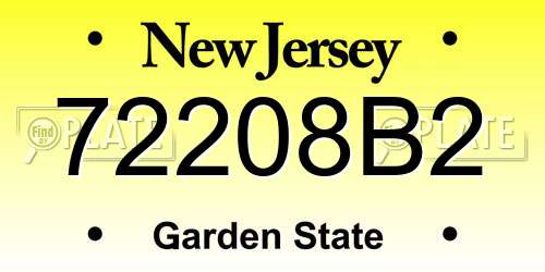 72208B2 New Jersey License Plate
