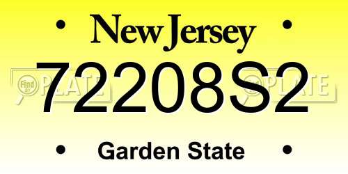 72208S2 New Jersey License Plate
