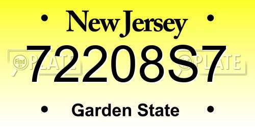 72208S7 New Jersey License Plate