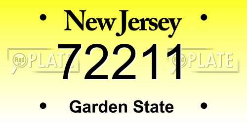 72211 New Jersey License Plate