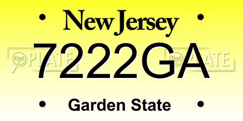 7222GA New Jersey License Plate