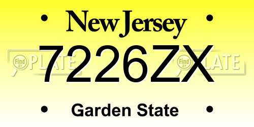 7226ZX New Jersey License Plate